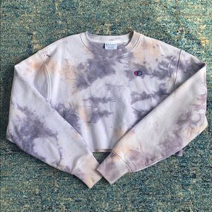Tie dye cropped champion sweatshirt